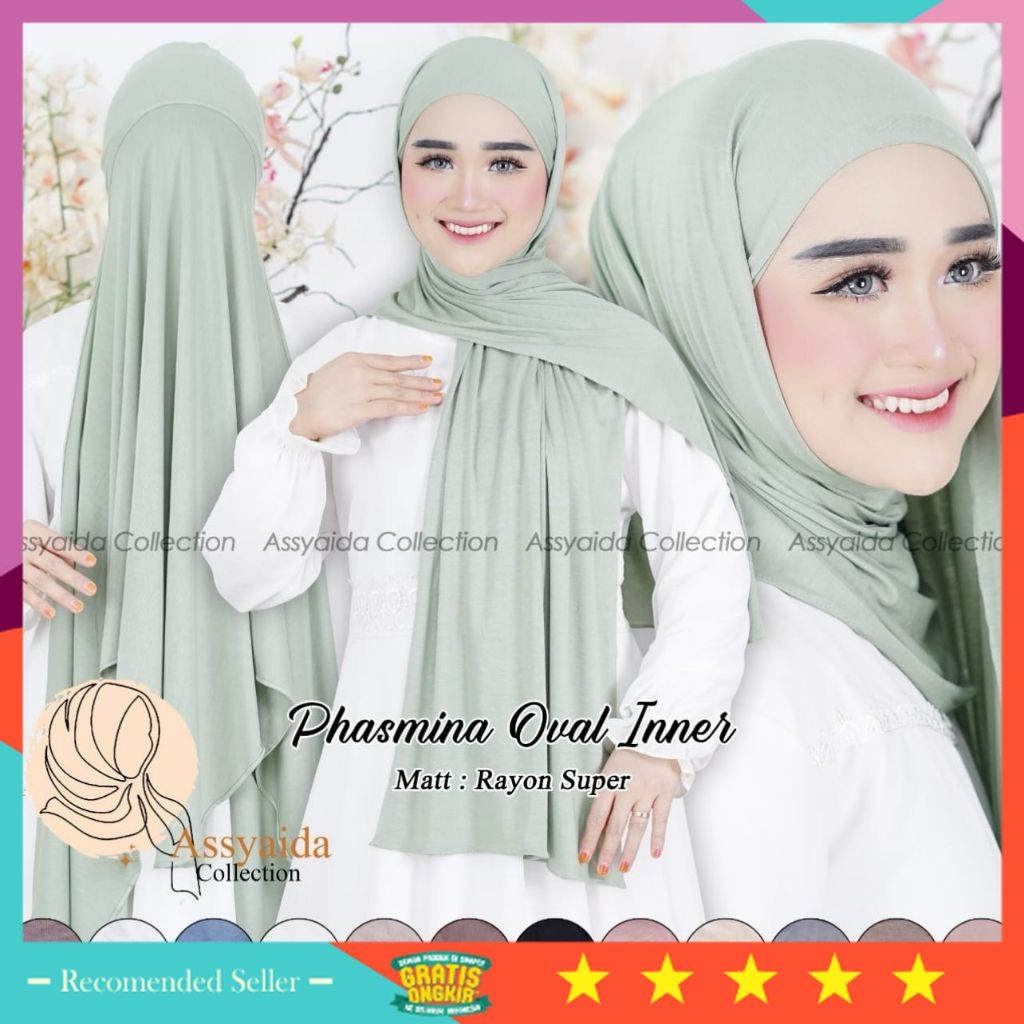 HIjab Murah Wanita Idul Fitri Kekinian Model Keren / Echa's Chic - Pashmina Inner Oval Kaos Rayon / 