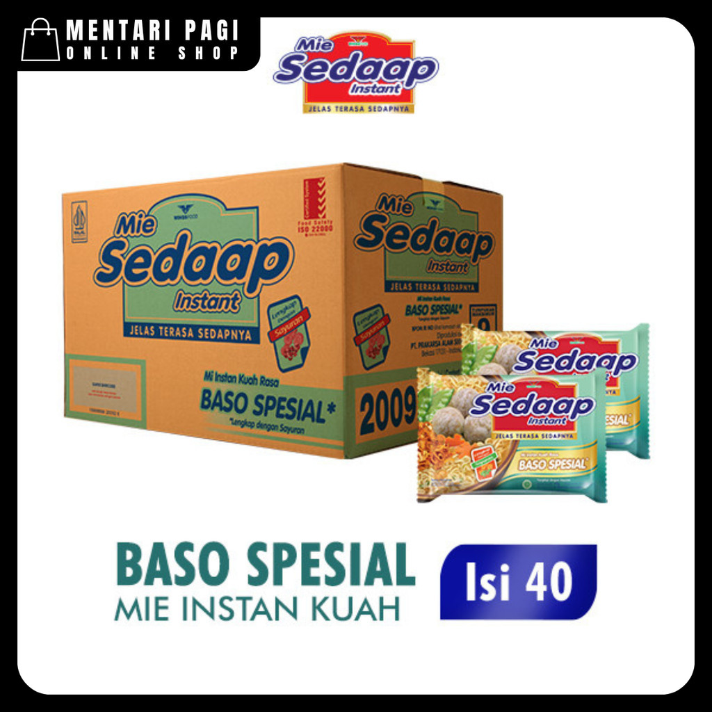 

Sedaap Mie Instan Baso Spesial 77 gr - 1 Dus (Isi 40 pcs)