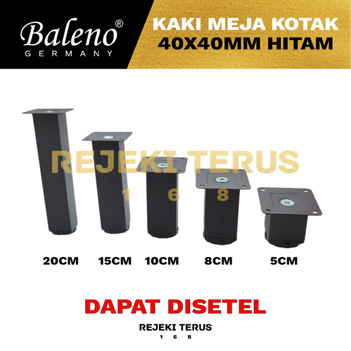 Kaki 40 x 40 mm HITAM Stainless Setel / 4 x 4 cm Kotak Sofa Meja Lemari Kitchen Besi Setel 5 8 10 12
