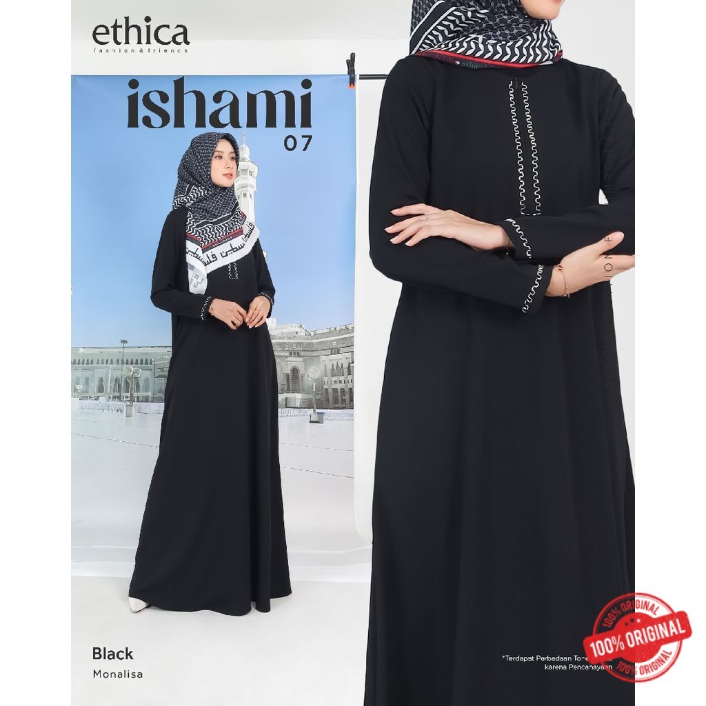 Gamis Wanita Dewasa Terbaru Warna Hitam Dan Putih Ishami 07 by Ethica