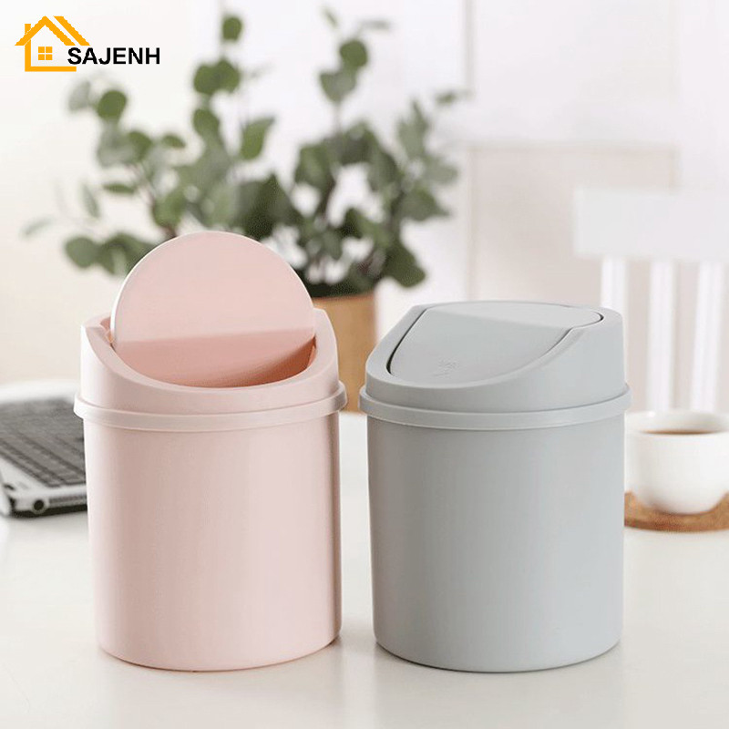 Mini Desktop Bin Small Trash Can Tube With Cover Bedroom Trash Can Garbage Can Clean Workspace Stora