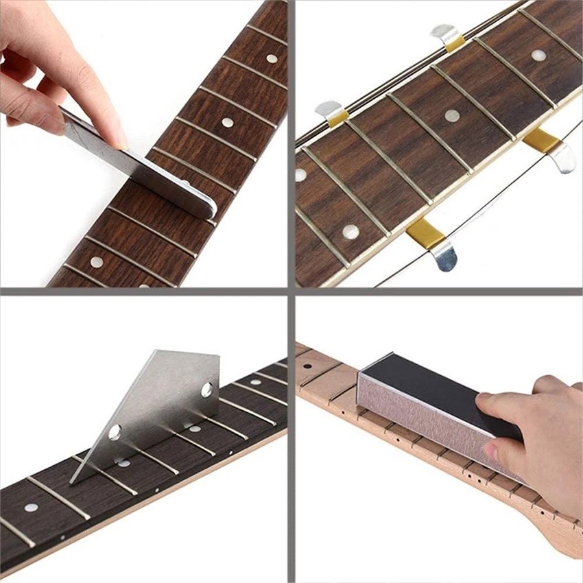 11Pcs Alat Fret Gitar / Guitar Fret Leveling Kit / Crowning File Leveling Tool / Grinding Protectors
