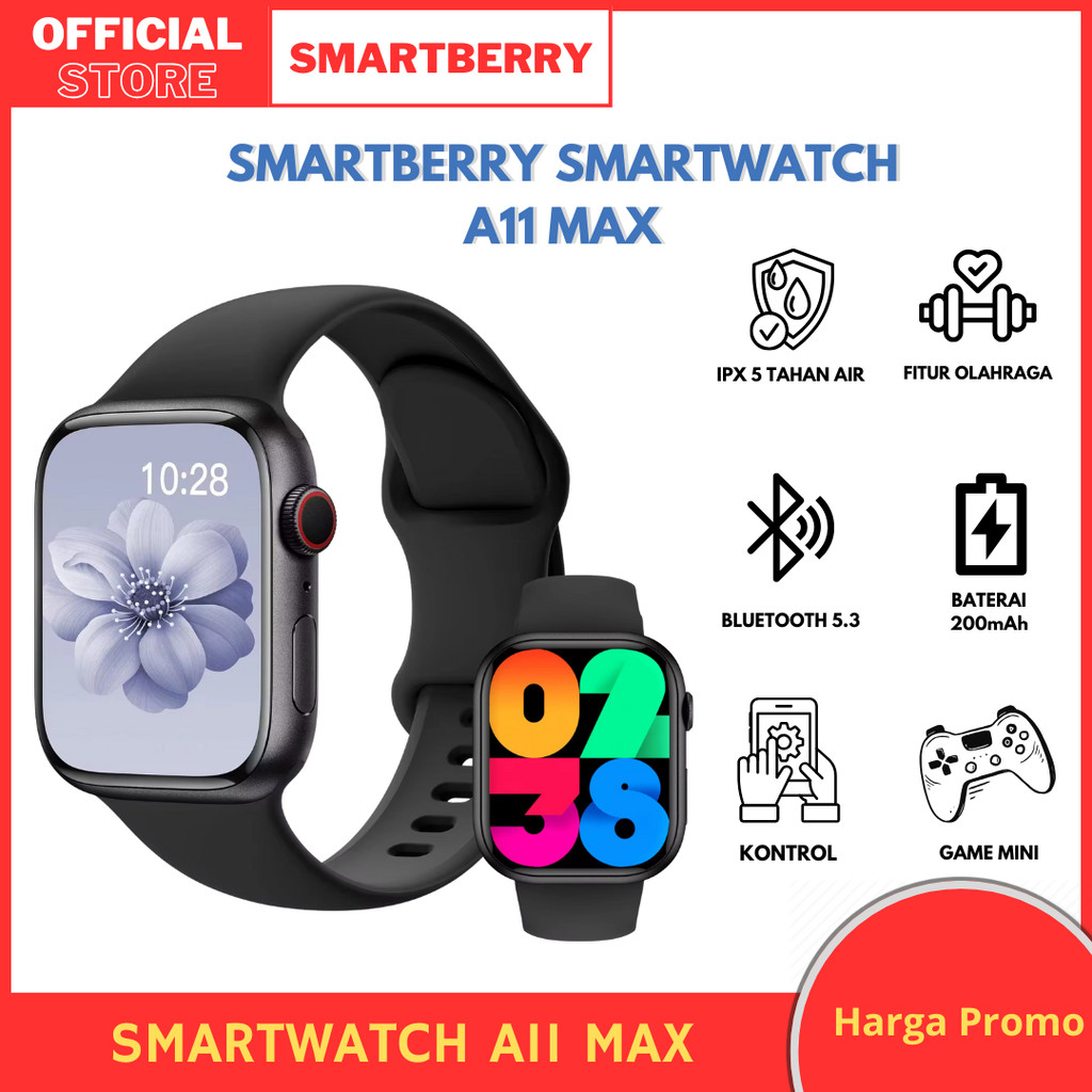 bestpromo smartberry smartwatch a11 max smartberry / jam pintar / jam trendy / smartwatch kekinian /