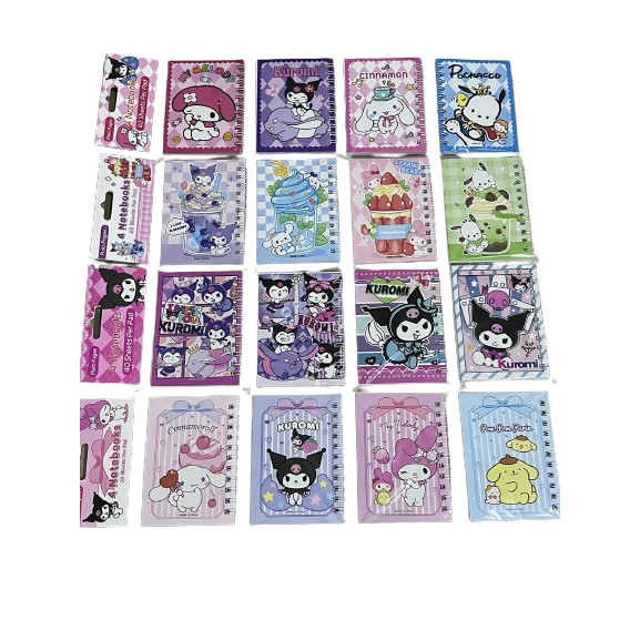 

(Per 1 Pack 4Pcs) NoteBook Ring Motif A7 Note Book Ring Motif Sanrio Kuromi Melody - TW0385