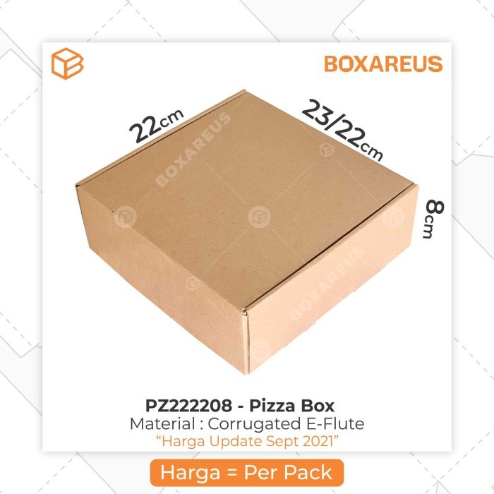 

Dus Pizza Box Kotak Packing Karton Corrugated 22x22x8cm - PZ222208