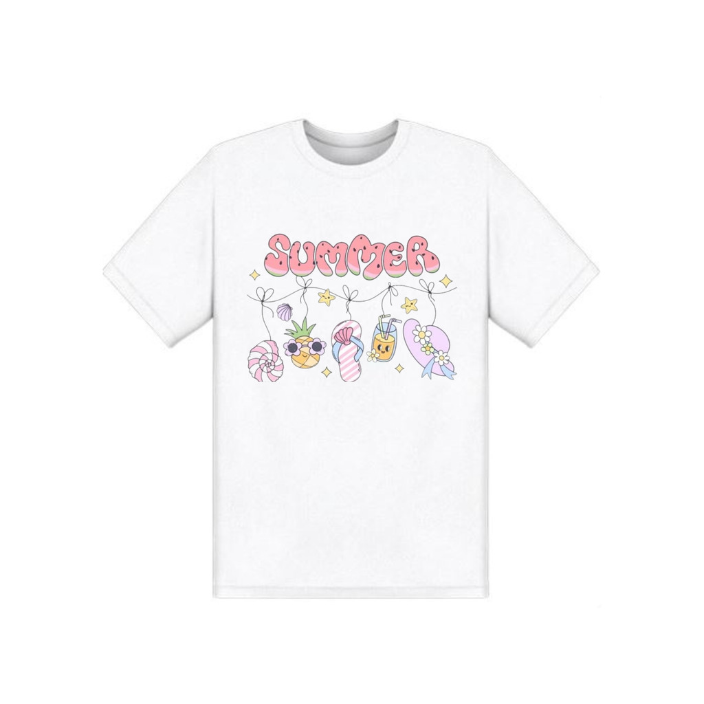 KAOS T-SHIRT PINK SUMMER PRIA WANITA UNISEX COTTON COMBED 24S