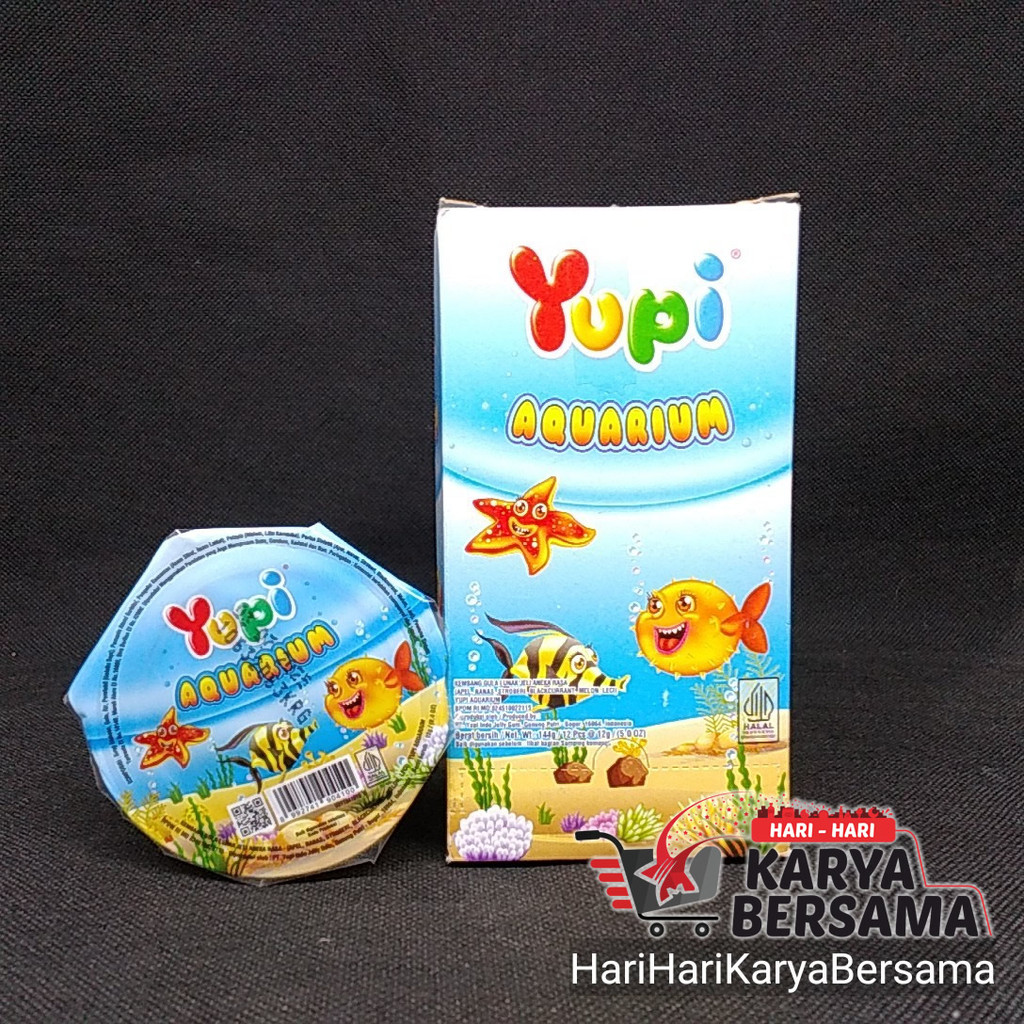 

MAKANAN RINGAN PERMEN LUNAK YUPI JELLY AQUARIUM ANEKA RASA BOX 12'S X 12GR