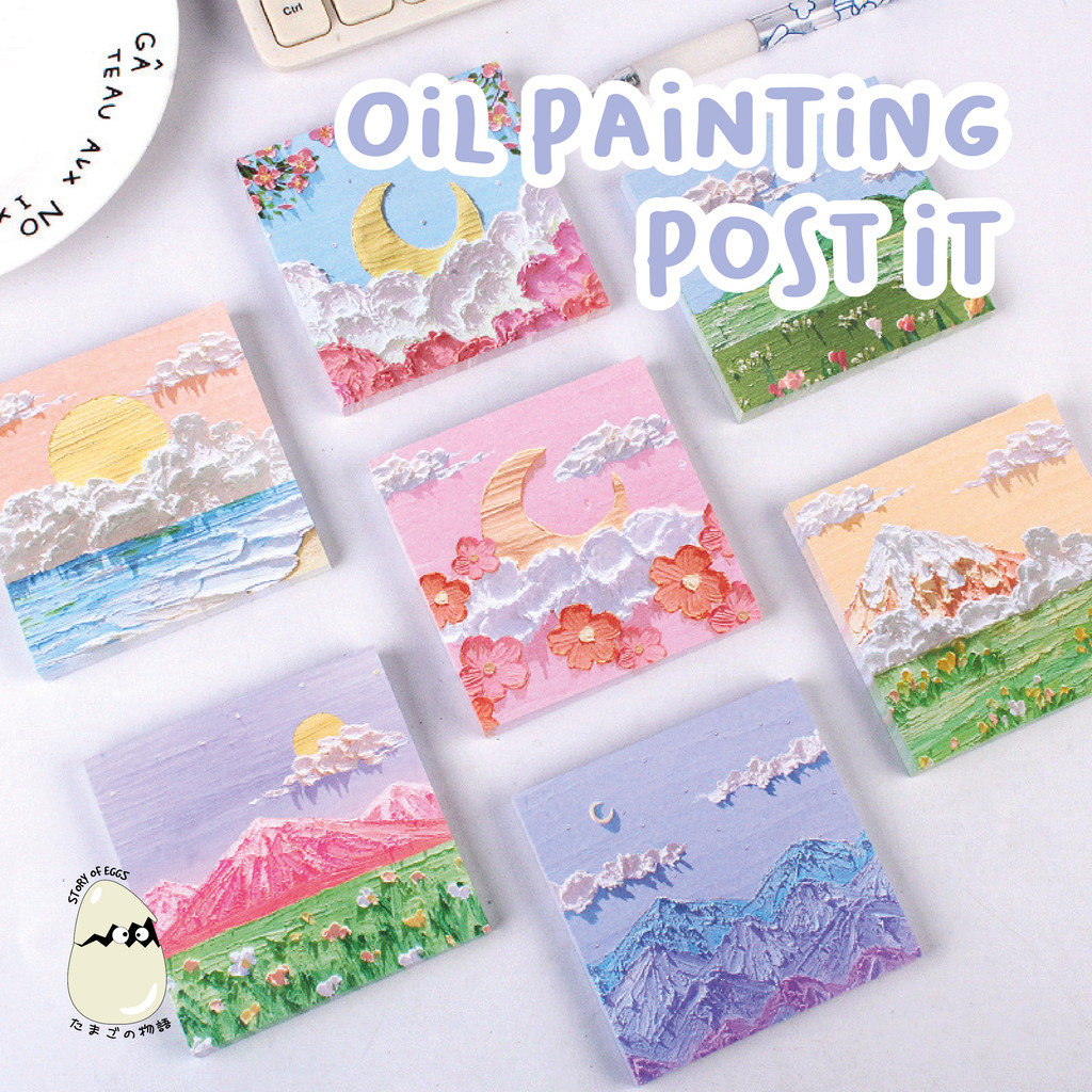 

Scenery Nature Oil Crayon Color Sticky Note Post It Kertas tempel Warna Lembut Note Pad Memo Morandi