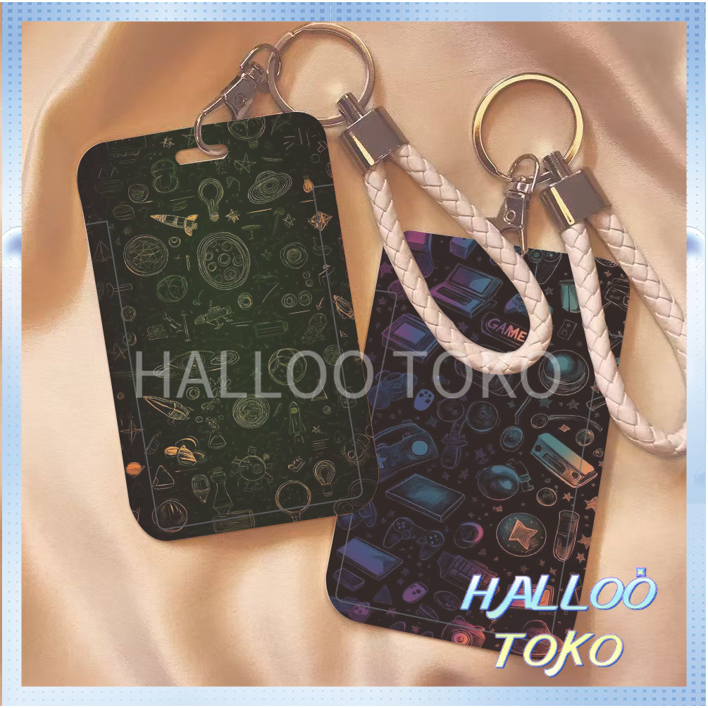 

ID CARD HOLDER MOTIF KAWAII TEMPAT KARTU PHOTOCARD PHOTO CARD Pelindung + Tali,Desain sains fiksi berwarna hitam