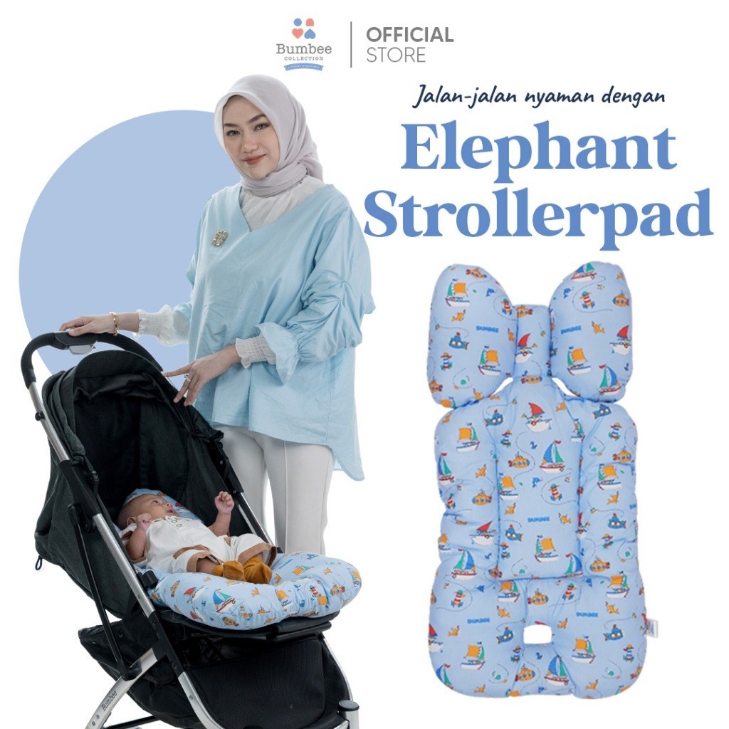 GH45TG Bumbee Collection - Elephant Stroller Pad Alas Stroller Bayi 3 in 1