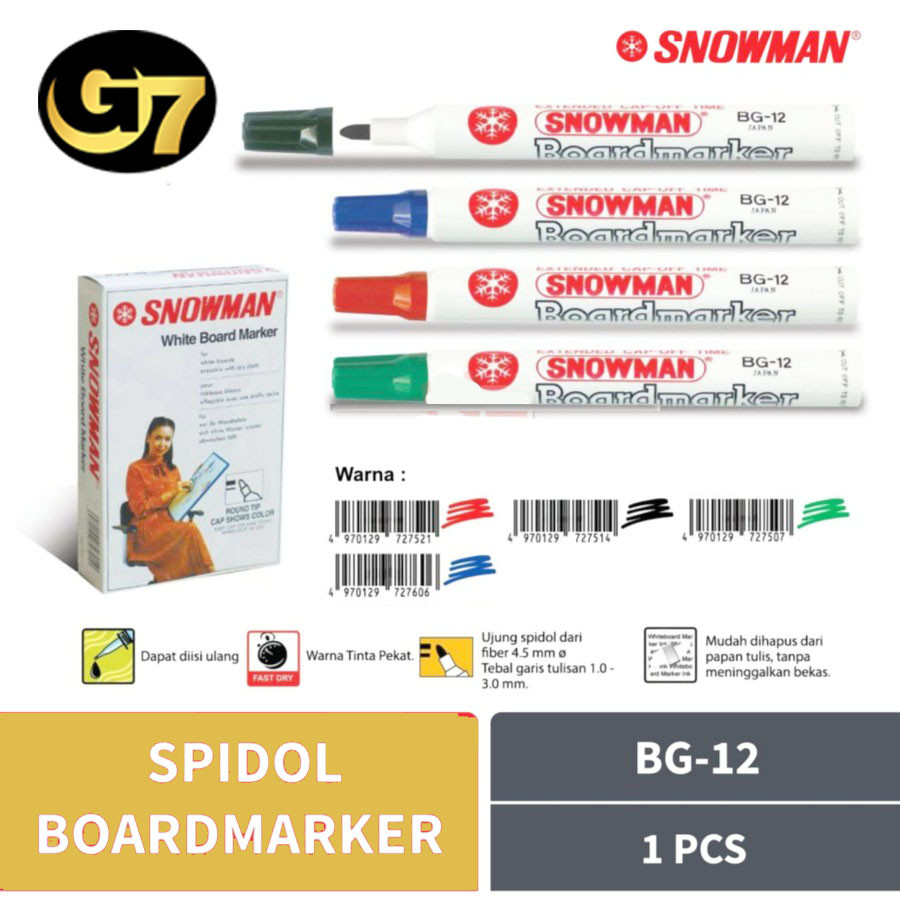 

Spidol Whiteboard Snowman Spidol Non Permanen Spidol Papan Tulis Spidol White Board Warna Hitam Biru Merah Hijau Asli Original Sepidol Non Permanent