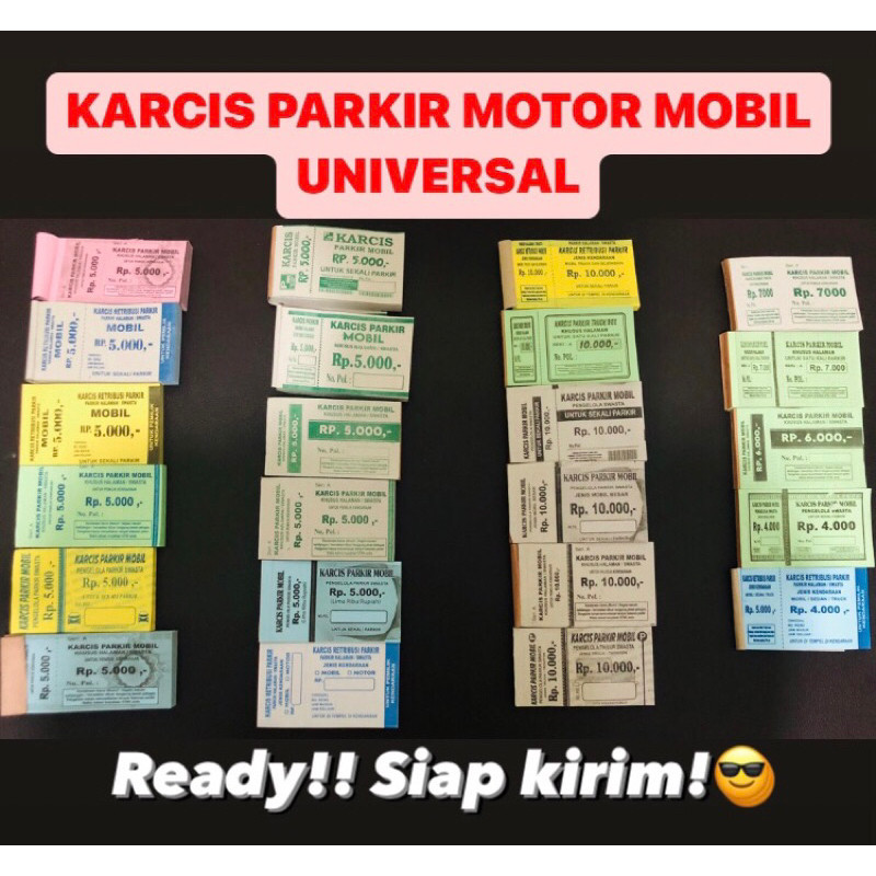 

KARCIS PARKIR MOTOR MOBIL UNIVERSAL KERTAS WARNA