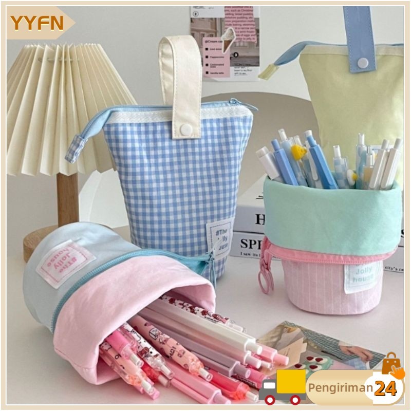 

【Ready】Makeup Tempat Kotak Pensil Pencil Case Tempat Pensil Berdiri Standing Pen Case Pouch Bag Makeup