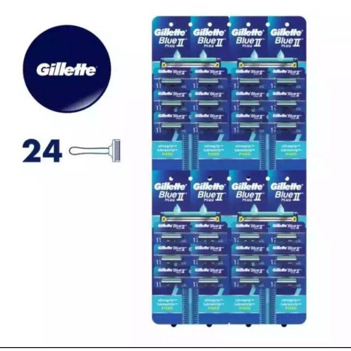 Kerokan jenggot kumis pisau cukur 2 mata pisau gillette blue 2 cukuran isi 24 pcs harga ecer grosir 