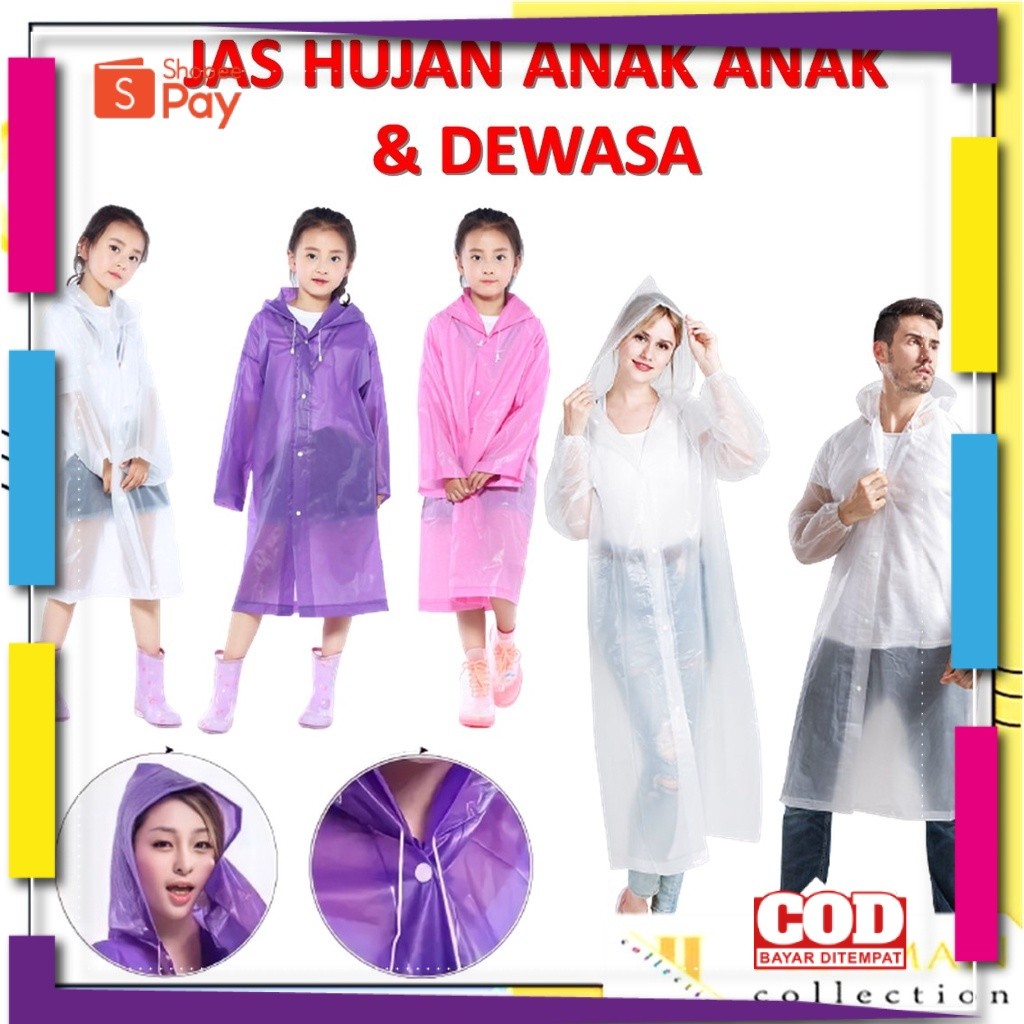 [PREMIUM BAHAN TEBAL] HC Jas Hujan Anak Karakter Hoodie Murah EVA Ponco Lengan Polos Jas Hujan Dewas
