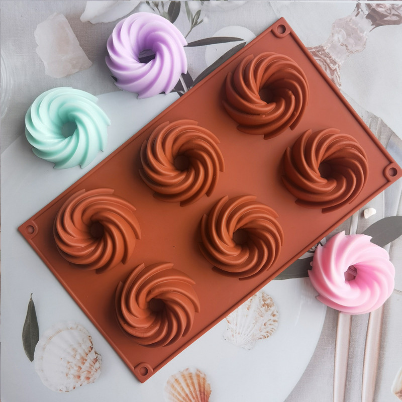 

Porous Spiral Cake Silicone Mold Baking Tool Doughnut Chocolate Jelly Ice Cube Mold Biscuit Decor Making Soap Candle Mould Gifts