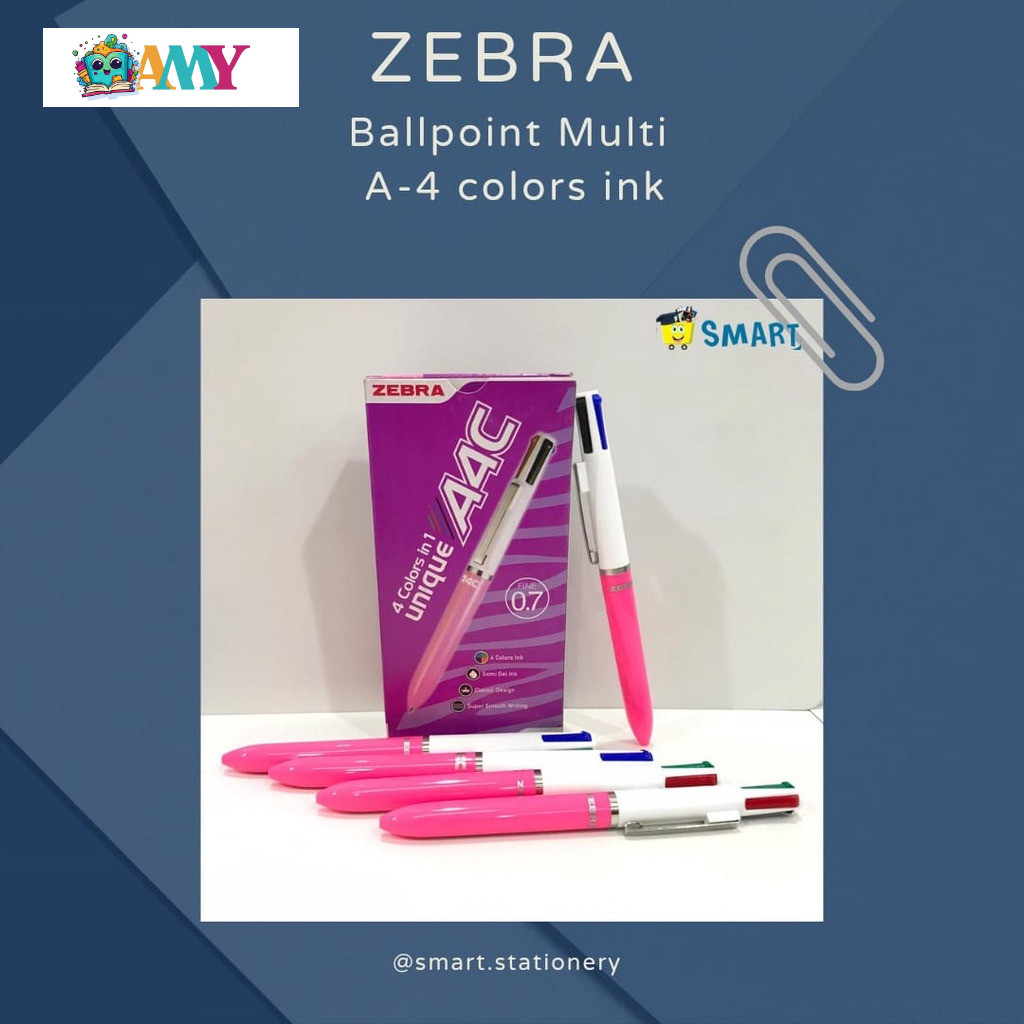 

ZEBRA BALLPOINT UNIQUE 4COLORS IN 1 1PCS AMY STASIONARY