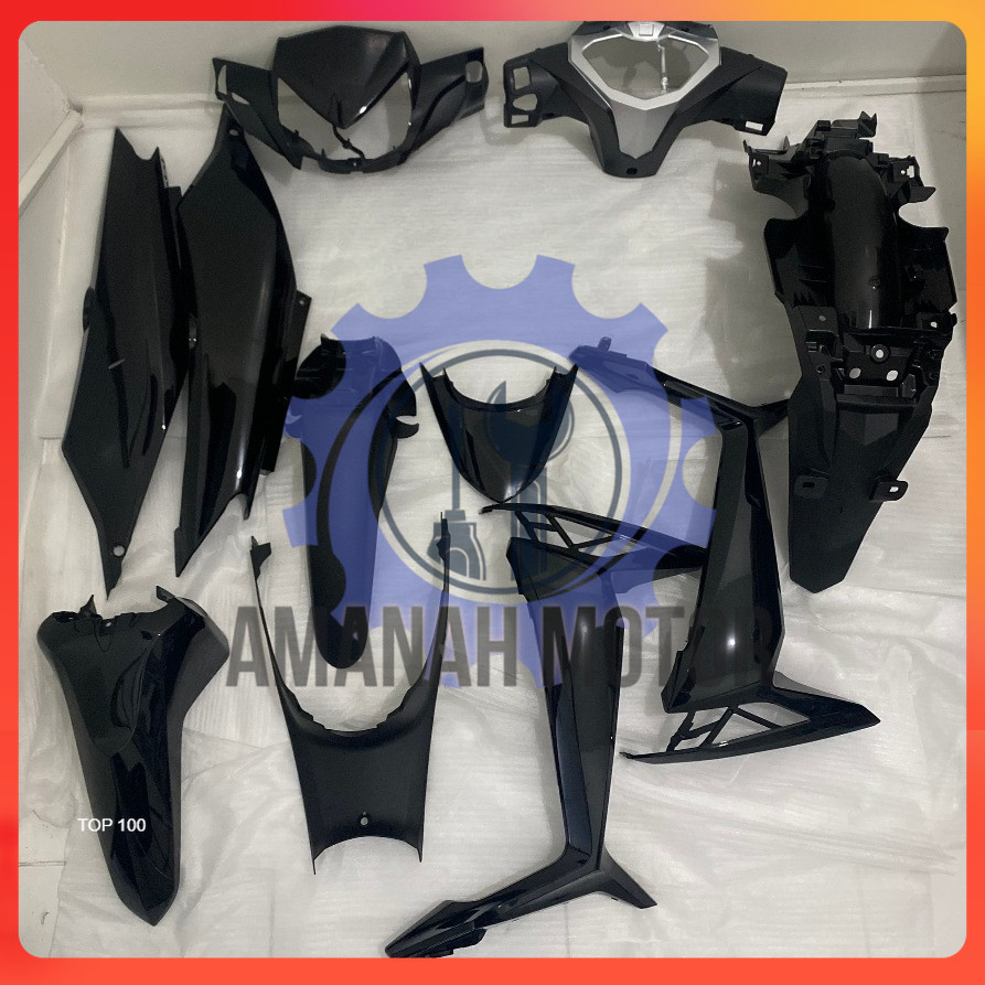 Paket Full Body Supra X 125 FI 2014 2015 2016 2017 2018 Hitam Glossy WIN | complete set bodi kasar h