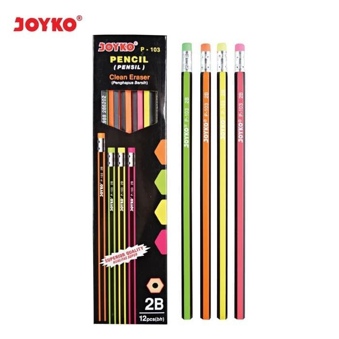 

(1Pack Isi 12) JOYKO P-103 PENCIL 2B Eraser 4 Warna