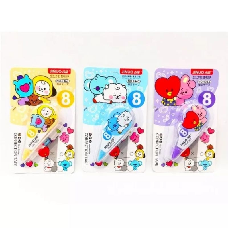 

Correction Tape Kertas/Tipe X Roll Jinuo Karakter BTS Random