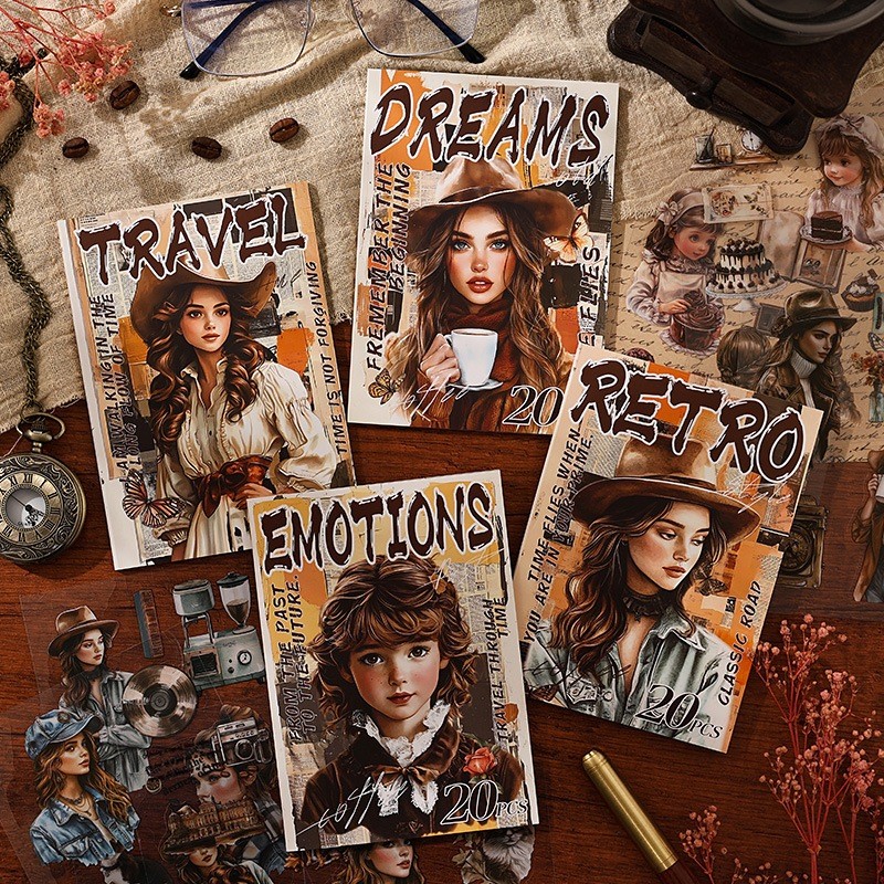 

[Gongjin] Sticker PET Book Buku Stiker Vintage ZSLN American Cewek Cowboy