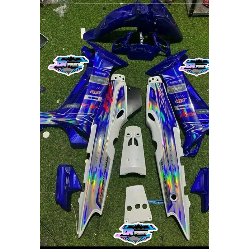 Paket Body Halus Fullset Yamaha Fizr Warna Putih Biru Stiker Custom Decal Hologram Premium