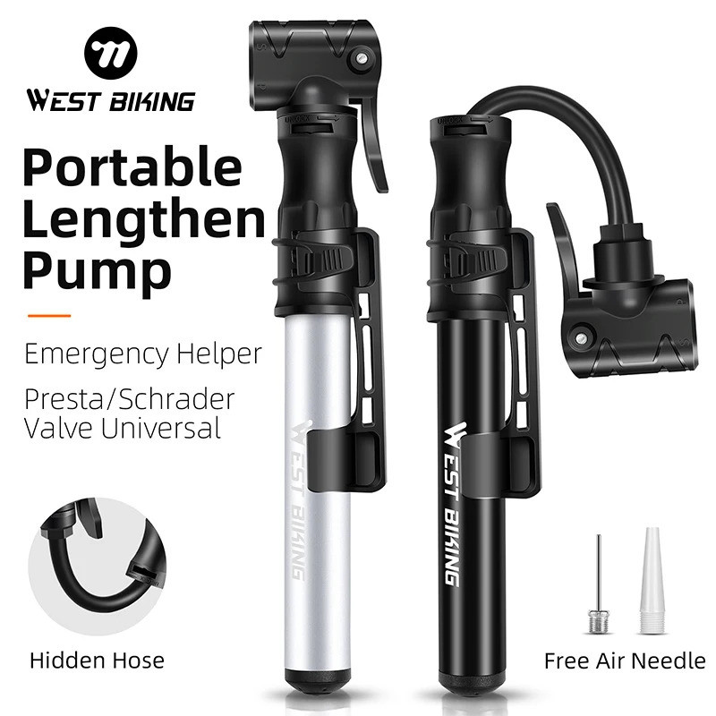 Pompa Sepeda Mini WEST BIKING Pompa Udara Tangan Sepeda Tekanan Tinggi Mtb Sepeda Jalan Inflator Ban