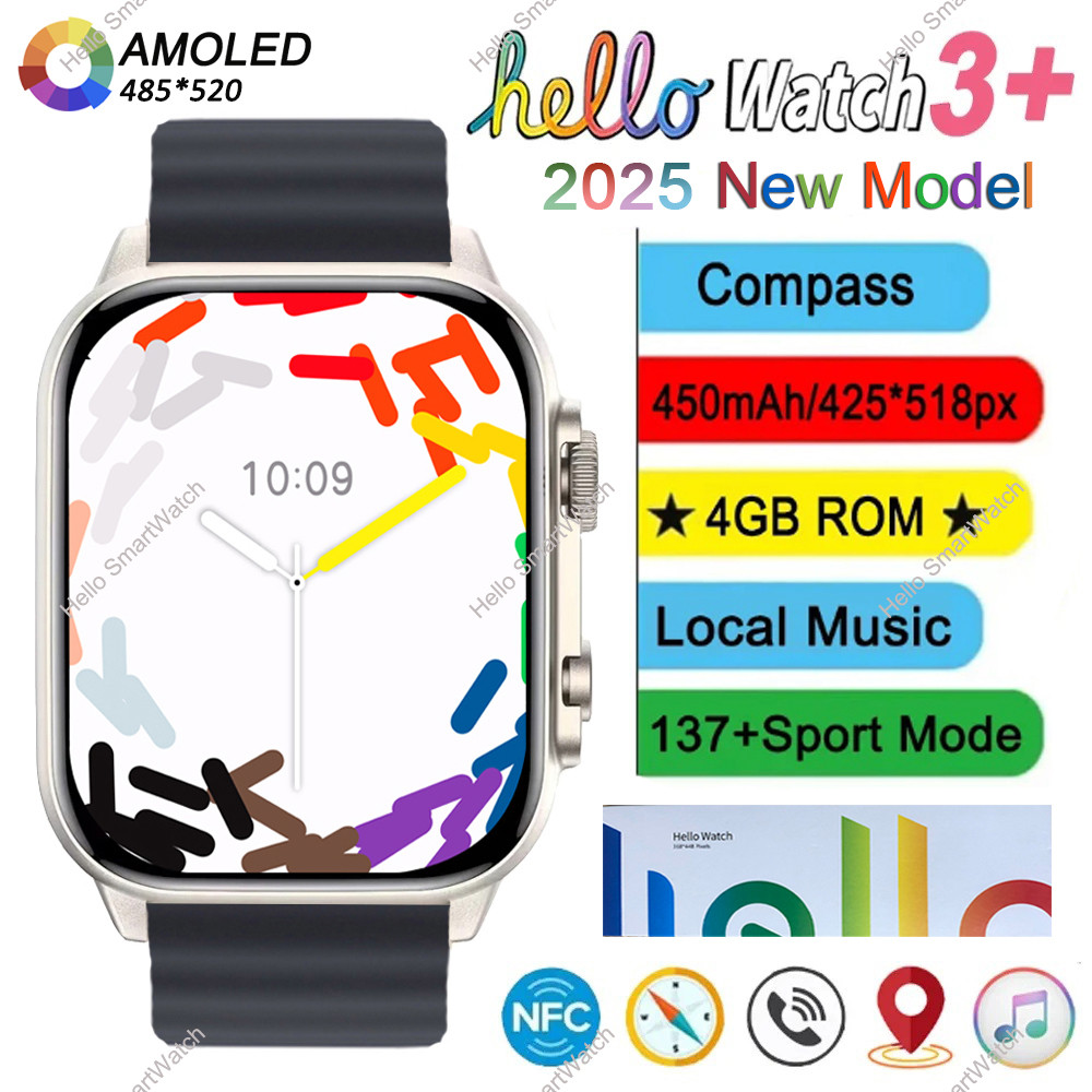 Upgrade Hello Watch 3 + 2025 Series10 SmartWatch 4GB ROM 49mm AMOLED NFC GPT Compass Bluetooth Call 