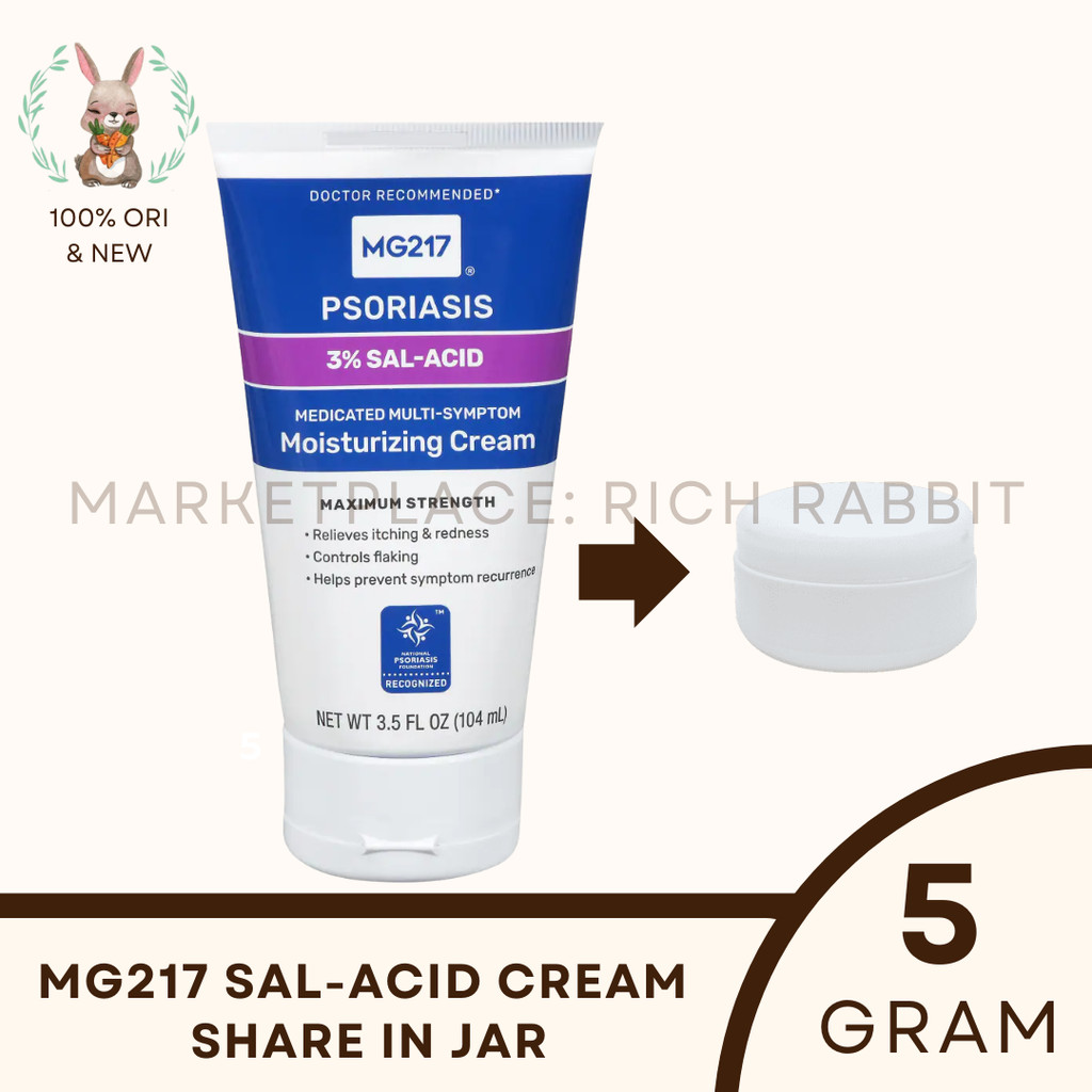 MG217 Psoriasis 3% Salicylic Acid Cream Travel Share in Jar Bottle Sample Trial Sal Acid 5 Gram ORI 