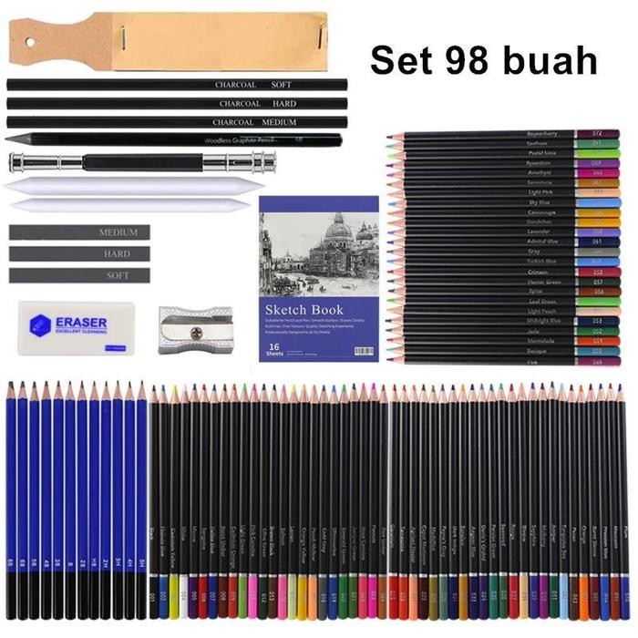 

Set Alat Gambar 41/98 Buah Set Lukisan Pensil Warna Alat Gambar Pensil Berwarna Memberikan sebuah buku sketsa - 98 Buah Set
