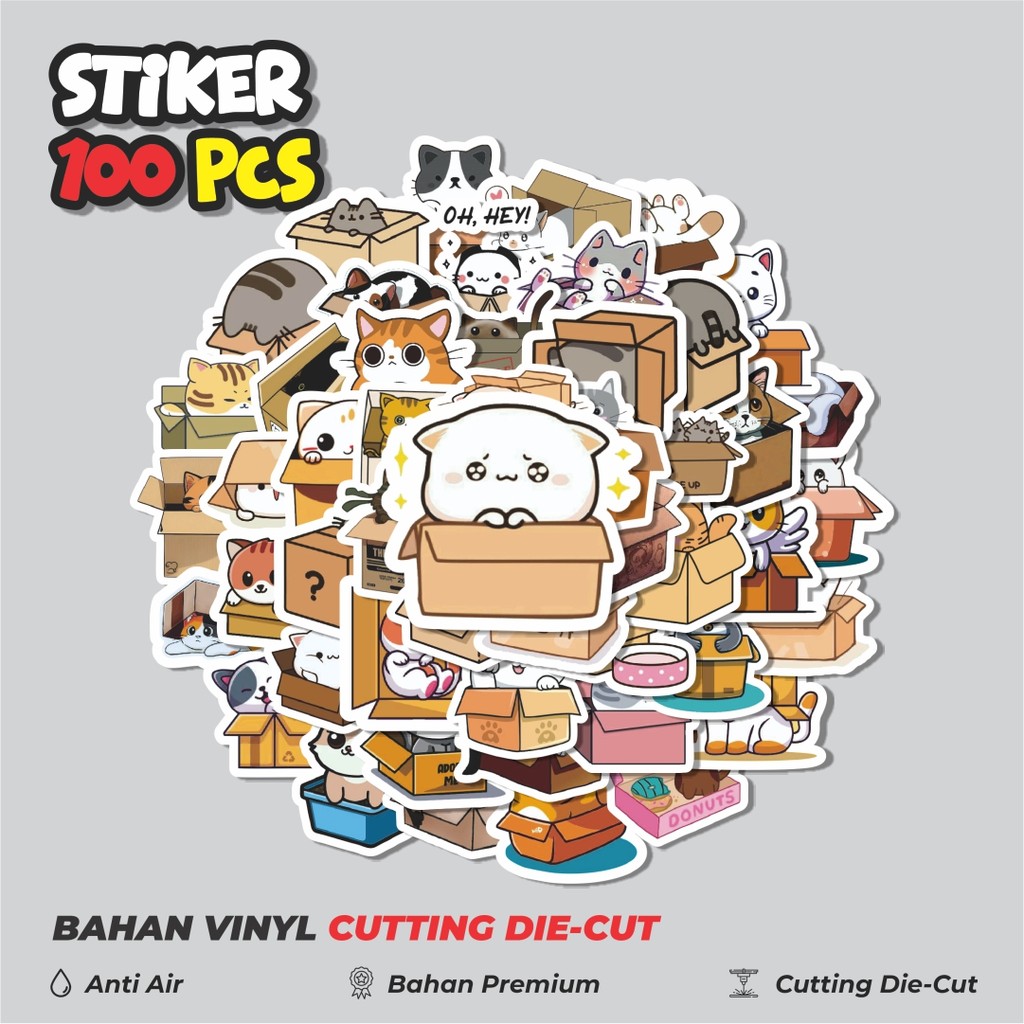

Terbaru! 50 pcs Stiker Cat/Kucing Kawaii V2 Dekorasi Lucu Kreatif untuk Notebook, Skateboard, HP