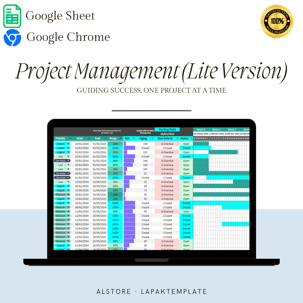 Template Project Management (Lite Version/Versi Sederhana) - Timeline Project - Project Control