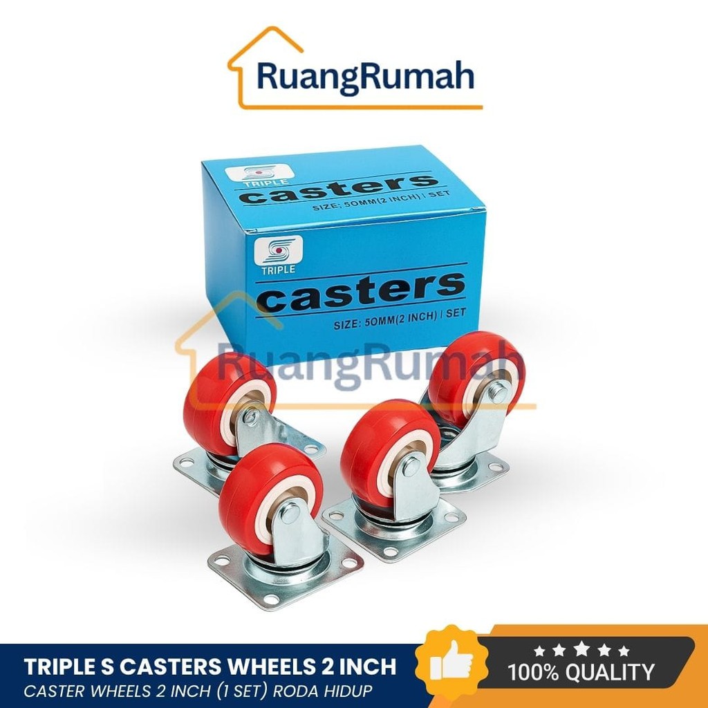 (Grosir) Roda Troli Etalase Gerobak Kulkas Mesin Cuci Lemari Meja Caster Kecil Karet Nylon 2Inch Mer