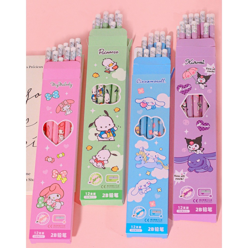 

davedesign #ST141 (1 KOTAK ISI SELUSIN / 12PCS) PENSIL KAYU PENGHAPUS 2B FREE RAUTAN KARAKTER LUCU JEPANG PENSIL ANAK SEKOLAH CINNAMONROLL KUROMI MELODY POCHACCO ALAT TULIS SEKOLAH FANCY SOUVENIR HAMPERS ACARA ULANG TAHUN