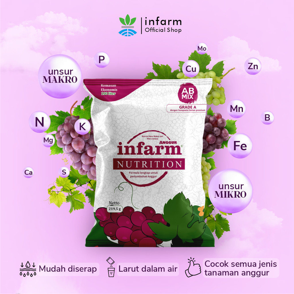 Infarm Nutrisi AB Mix Anggur Pupuk Konvensional Tanah dan Hidroponik Untuk Tanaman Anggur
