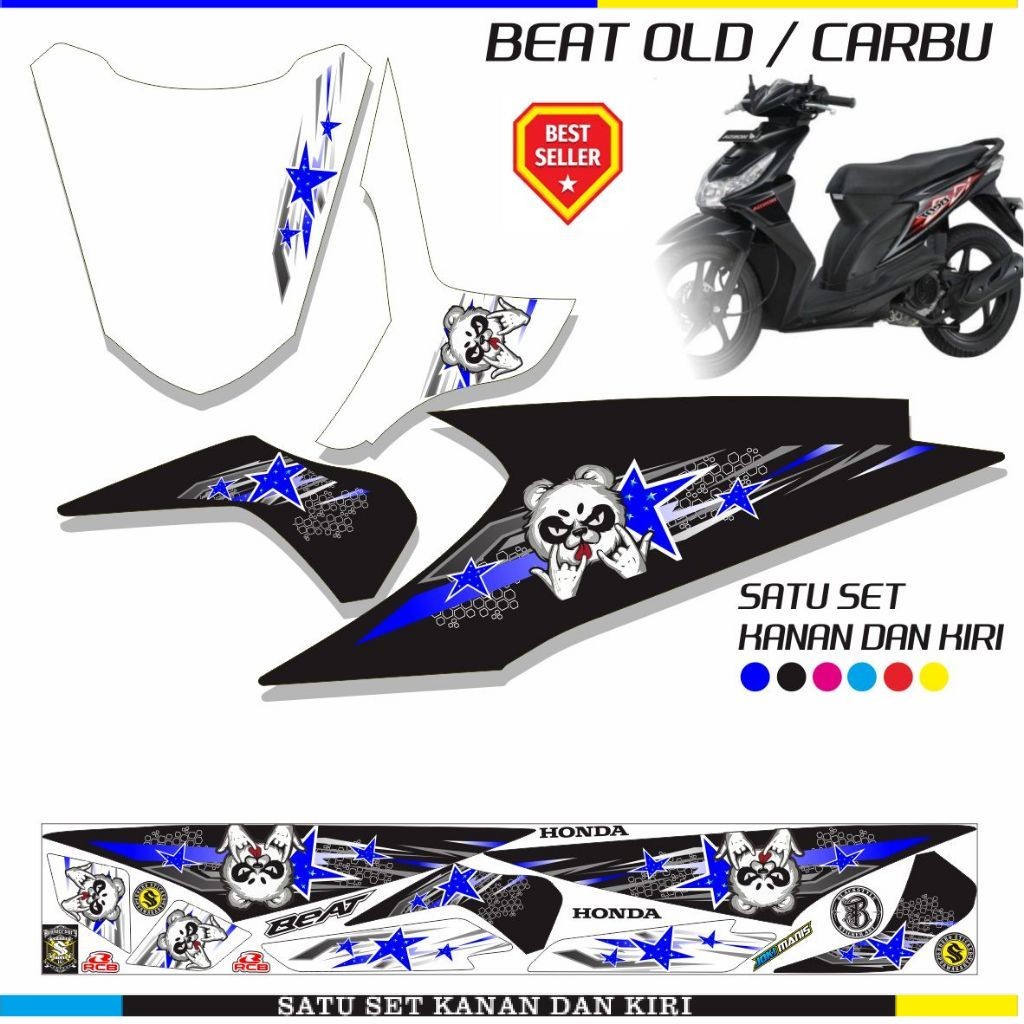 VARIASI STRIPING BEAT OLD / STIKER MOTIF PANDA BEAT LAMA STIKER MOTOR