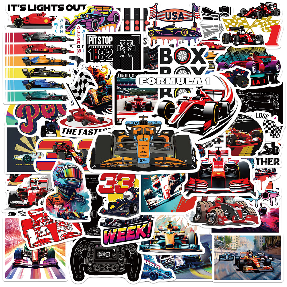 

50pcs F1 Formula One Cool Speed Racing Stickers For Decoration Motorcycle Car Laptop Bike Case Suitcase Water Bottl DIY Decals