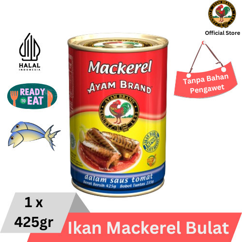 

[New]Best Seller Paket Sarden Mackerel Kaleng Bulat Ayam Brand 425gr - Mackerel Tomat