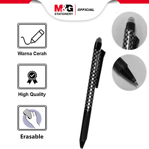 

M&G Pulpen Dapat Dihapus Erasable Gel Pen Warna Hitam 0.5mm Pena Tinta Hitam Dilengkapi Penghapus Super Soft Tidak Mudah Macet dan Tahan Lama Nyaman Digunakan