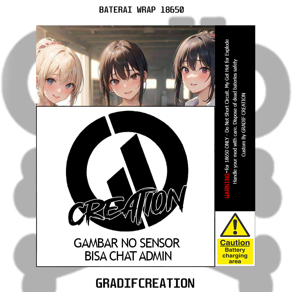 

Stiker Baterai Untuk Baterai 18650 Model Anime Naked 2
