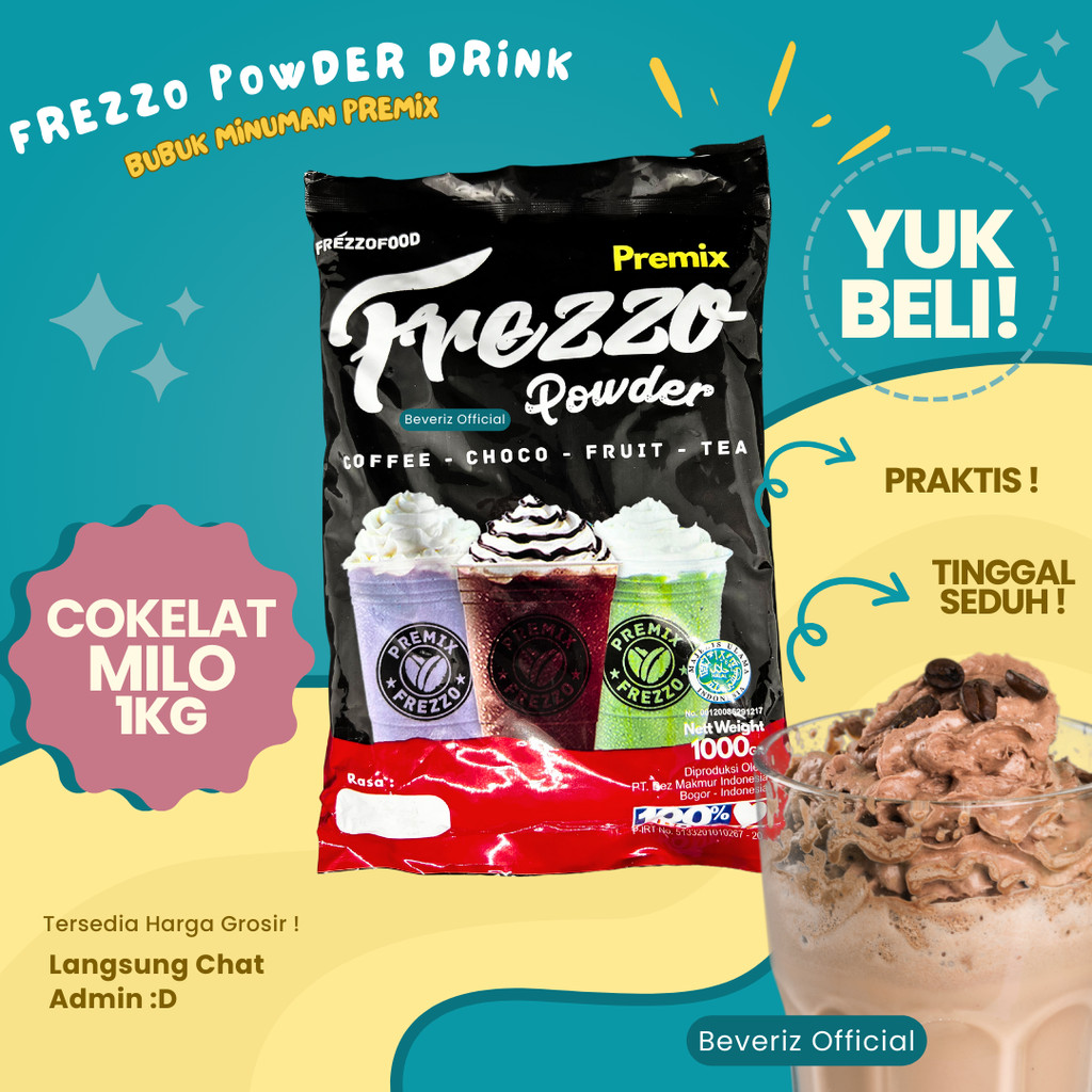 

BEVERIZ Frezzo Bubuk Minuman Rasa Coklat Milo | Choco Milo Boba Powder Drink 1Kg / 1000gram {Bisa COD} {tersedia harga grosir}