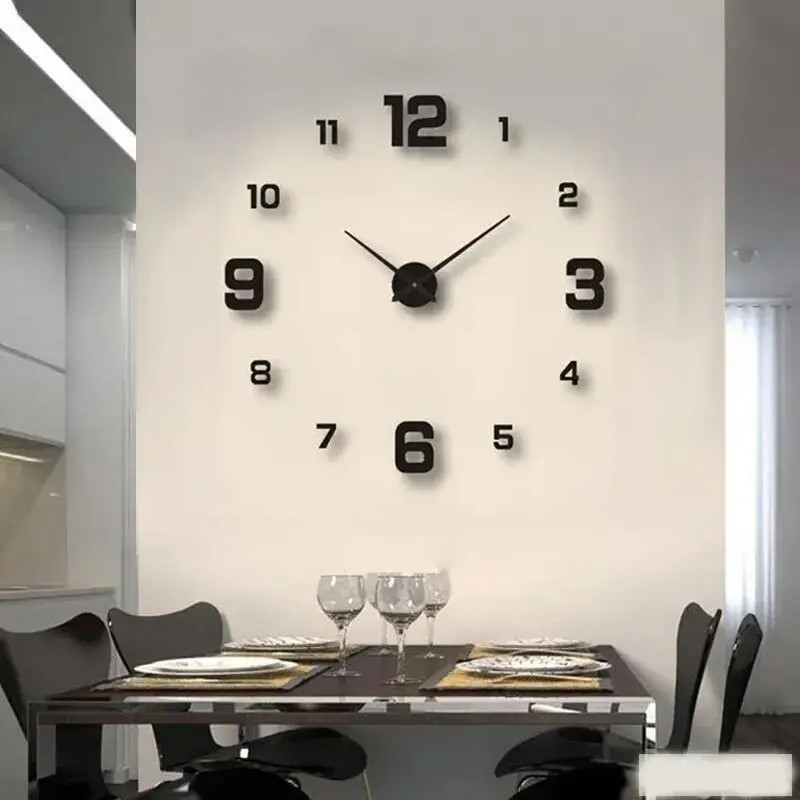 

Creative Frameless DIY Wall Clock Wall Decal Home Silent Clock Living Room Office Wall Decoration