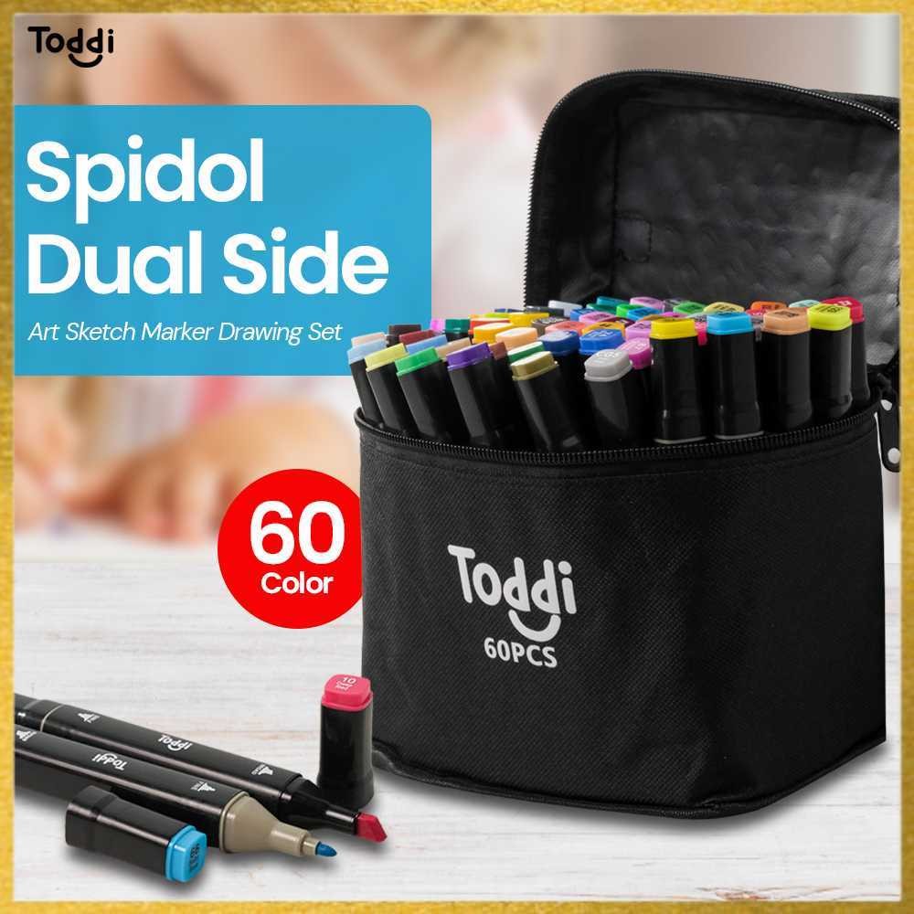 

Toddi Spidol Dual Side Fine Art Brush Pen Art Marker Set 60 Color - HL270