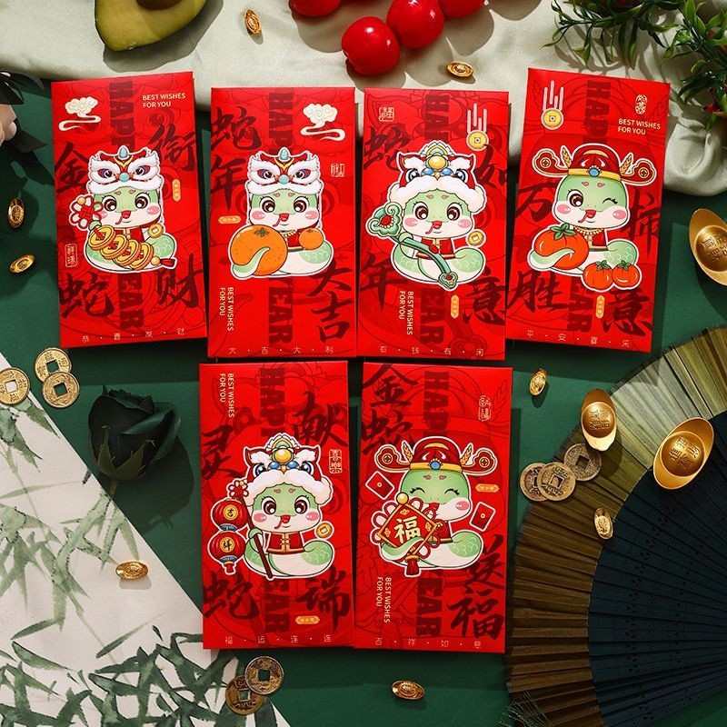 

ANGPAO IMLEK (Isi 6pcs) PREMIUM 2025 TEBAL SINCIA - AP0004 - Hong Bao Shio Ular Snake Chinese New Year Amplop Merah