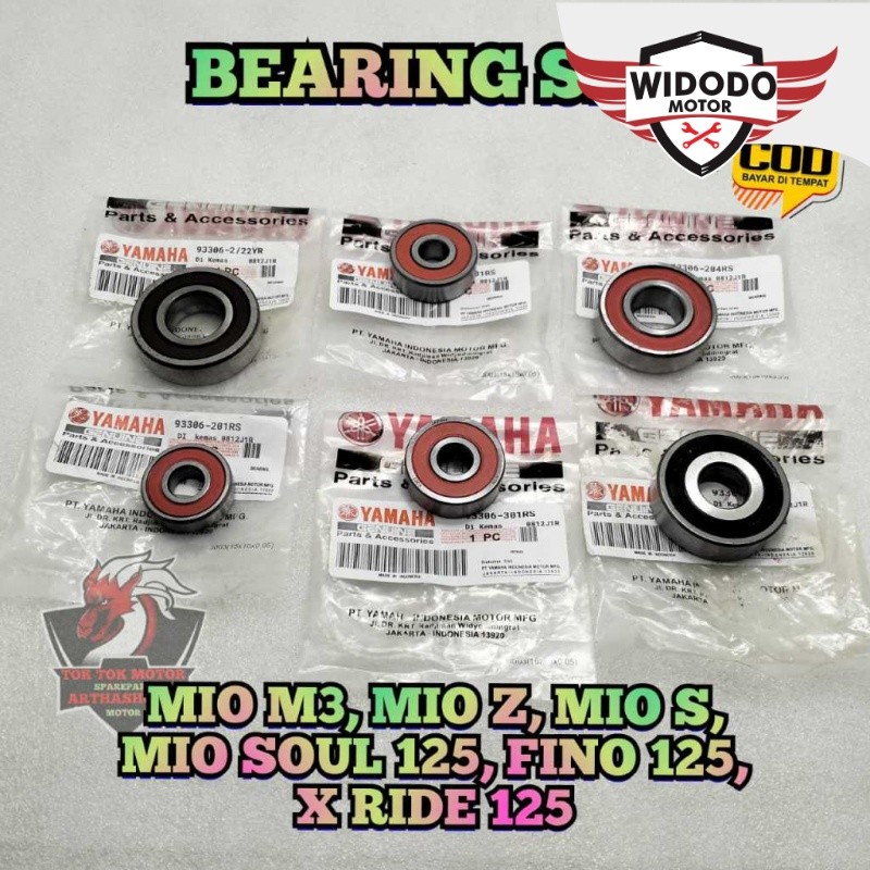 PAKET BEARING Rasio 2ph set 6 pcs UNTUK MOTOR MIO M3 , MIO Z , MIO S , MIO SOUL Gt 125 , FINO Fi Inj