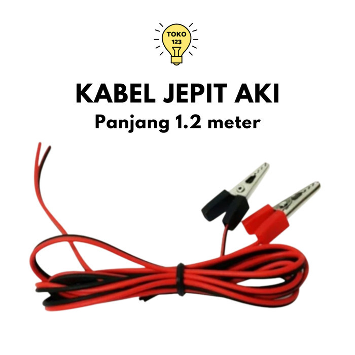Kabel Jepit Aki Buaya Kecil Panjang 1.2m 1,2 meter Kabel Sambung Jepit Lampu Strip Led Hard ke Aki