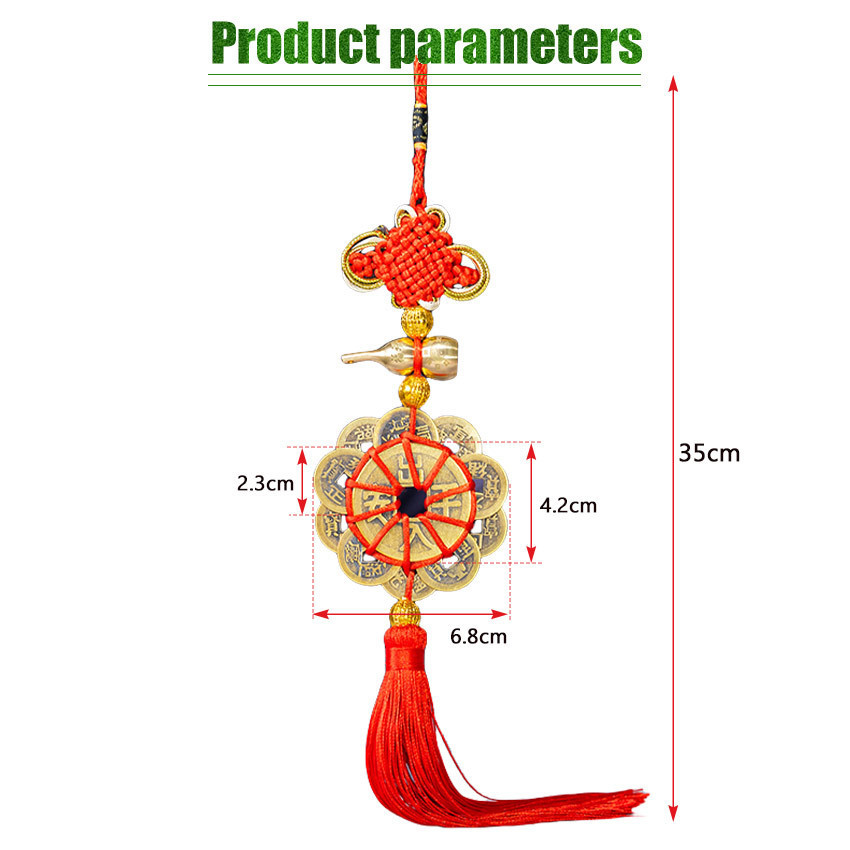 Gantungan Feng Shui 10 Coin Koin Keberuntungan china Bahan Kuningan Gantungan Fengshui / Gantungan