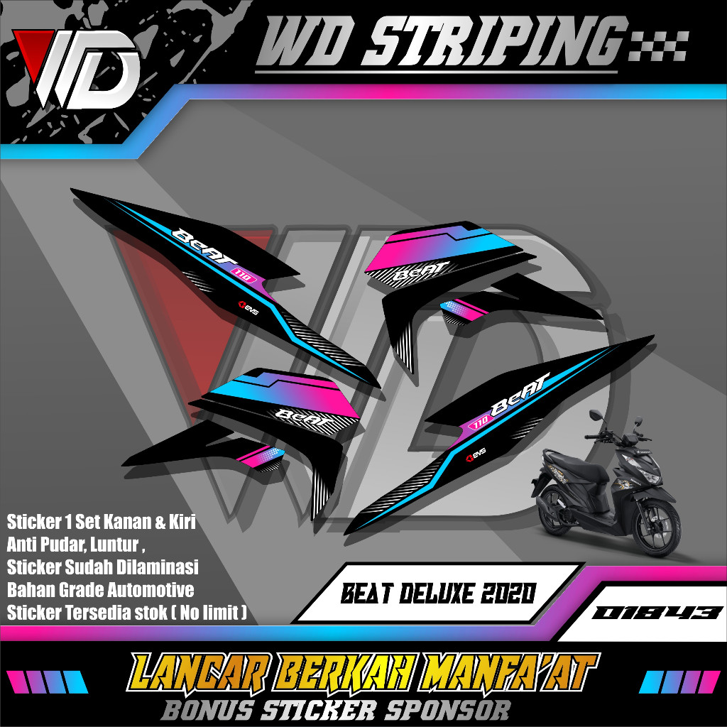 01843 Striping Sticker Stiker Setiker Motor Beat New Beat Deluxe Street New 2020 2021 2022 2023