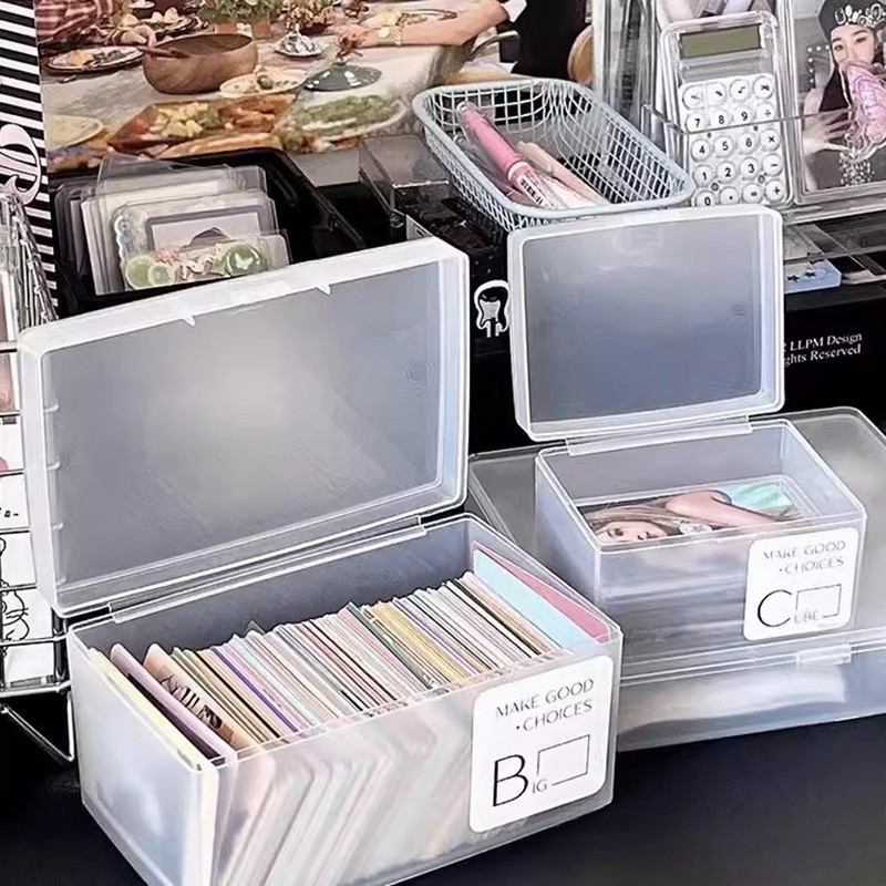 

Photocard Storage Box Matte Organizer Box Kpop Photocard Box 3 inch Cards Storage Case Desk Accessory School Stationery Stoage