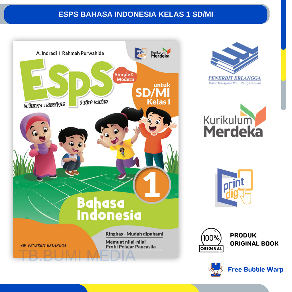 Buku ESPS BAHASA INDONESIA Anak Sekolah Kelas 1 SD/MI Kurikulum Merdeka Penerbit Erlangga